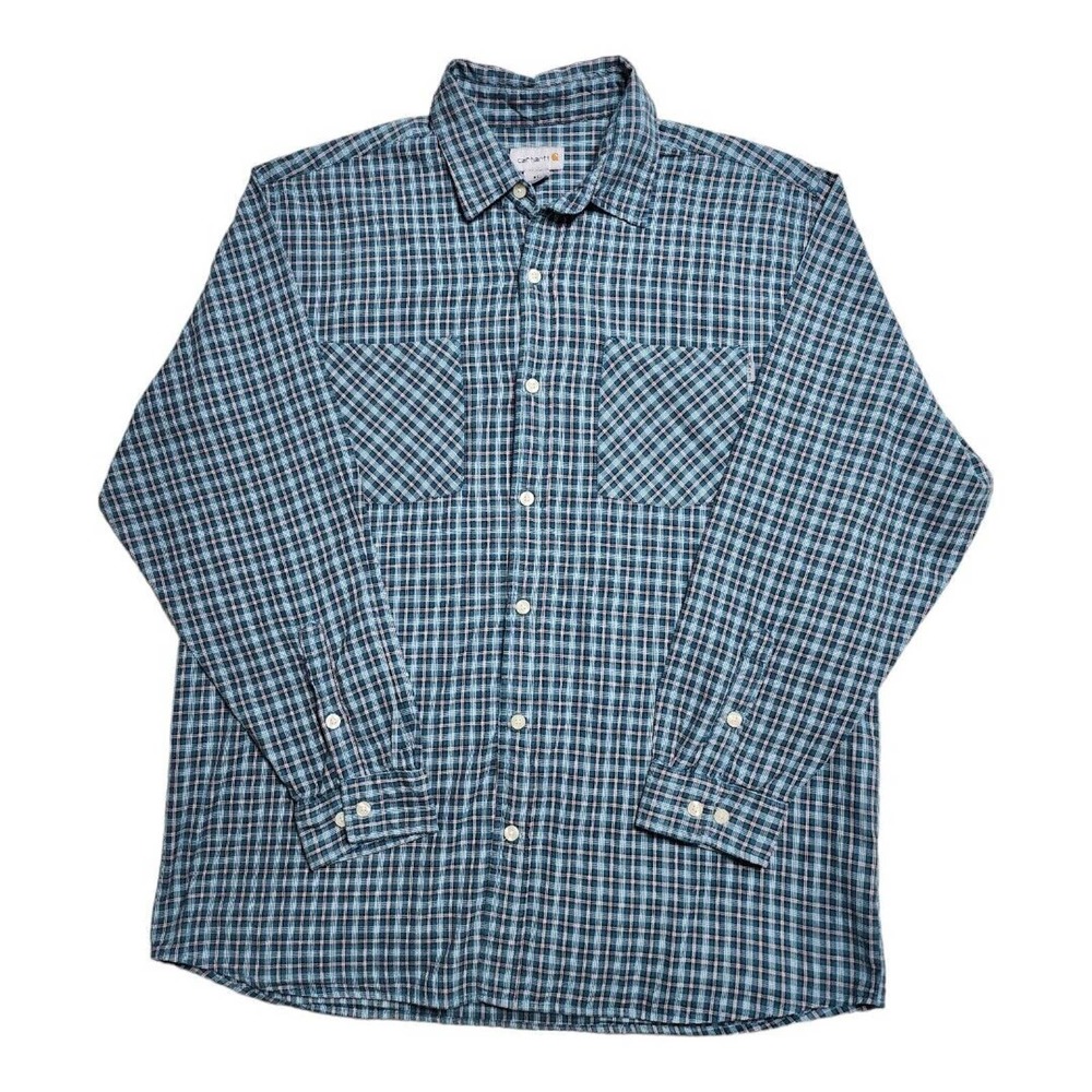 Carhartt Regular Fit‎ Plaid Front Pockets Long Sleeve Button Down Shirt Men's XL